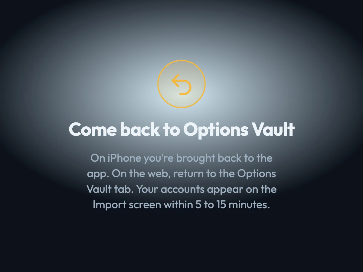 A card: come back to Options Vault