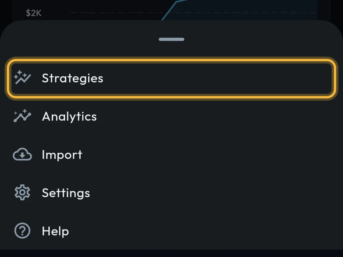 The More sheet with Strategies circled